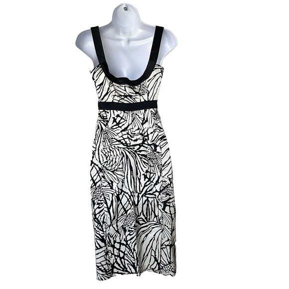 NWT Diane Von Furstenberg 2 Dress Sheath Black & White Silk Pencil Fish Print - Picture 2 of 12